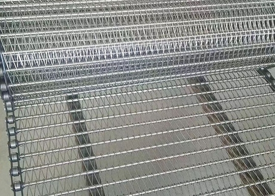 Food Processing Chain Link Mesh Conveyor Belt Stainless Steel Flat Wire
