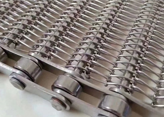 Fırın için 4mm Zincir Hasır Konveyör Bant Ss 304 316 Paslanmaz Çelik