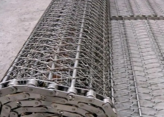 Sgs Paslanmaz Çelik Zincir Hasır Konveyör Bant 1m 1.2m 1.5m Geniş Metal Denge Örgüsü