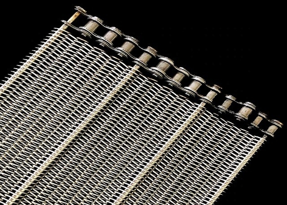 Perakende Endüstrileri için 1000mm * 10m Zincir Hasır Konveyör Bant Paslanmaz Çelik