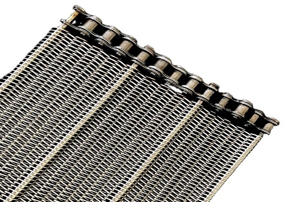 Gıda Sınıfı Metal 1000mm * 10m Zincir Hasır Konveyör Bant Tel Çapı 0.8-4mm