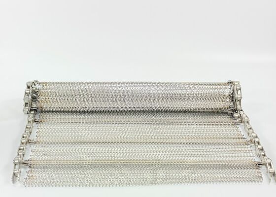 Paslanmaz Çelik Dengeli Dokuma Tel Örgü Bant Rulo Zincirli Konveyör İçin, Gıda Sınıfı Sebze Temizleme Konveyör Bandı