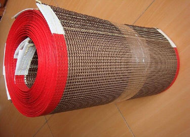 10 × 10 Kırmızı Kenar PTFE Hasır Bant, PTFE Kaplı Fiberglas Konveyör Bant