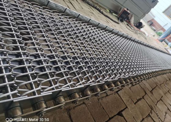 Toprak İşleme Makinesi 4mm Tel Zincir Konveyör Bandı 304 Paslanmaz Çelik